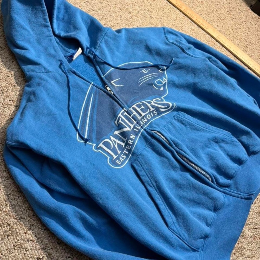 Champion Eastern Illinois Panthers Full Zip Hoodie Blue Mens Medium EIU NCAA